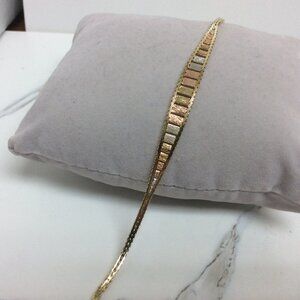 14k Yellow Real SOLID Gold Tri Color lady bracelet 7 1/4''  6.6gr